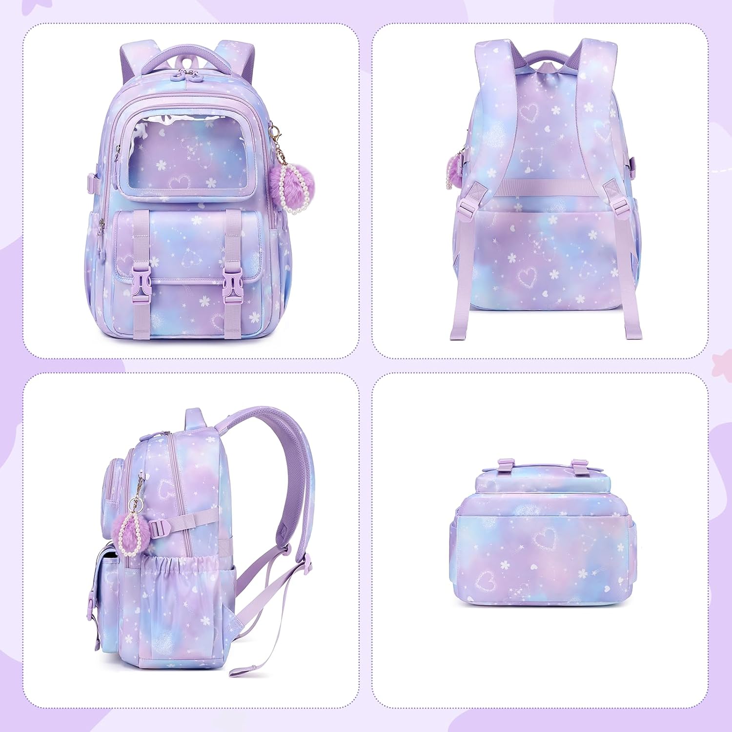 Girls Backpack, Kawaii Kids Backpacks for Girls Multiple Pockets School Bookbag for Primary Elementary School