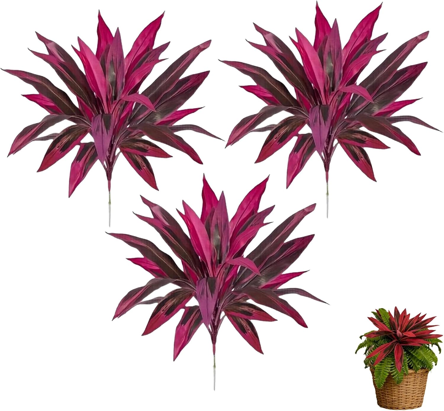 Artificial Red Cordyline Ti Plant - No-Fuss Year-Round Vibrant Foliage, Outdoor Artificial Tropical Plant, UV Resistant & Waterproof, for Garden, Patio, Porch, Home Decor (5PCS)