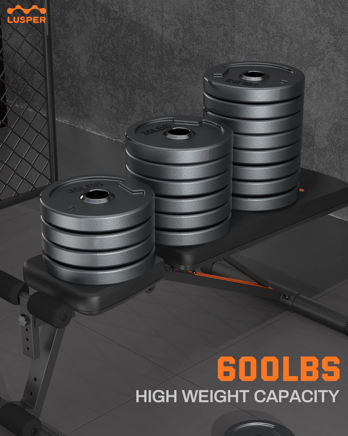 Lusper Zero-Gap Adjustable Weight Bench - 880 LB Foldable Workout Bench, Extended Head and Neck Protection Design, 5-Sec Fast Folding Multi-Purpose for Flat/Incline/Decline : Sports & Outdoors