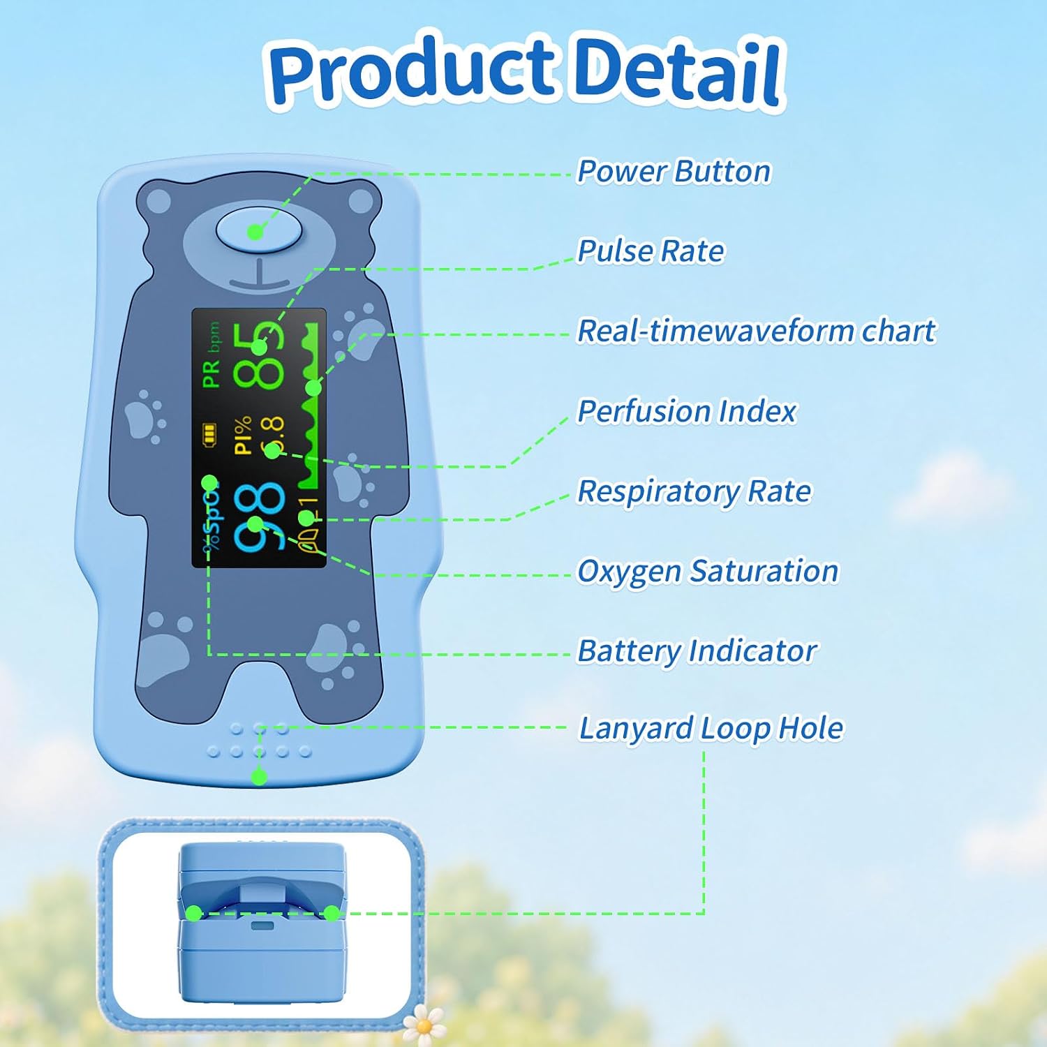 VOLUETH New Version Fingertip Pulse Oximeter with Small Finger Clip