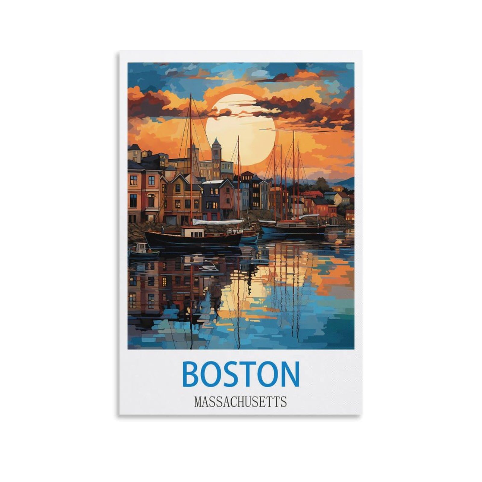 EZMLFA 5D Diamond Art Kits for Beginner,Boston Massachusettss City,Beginners,DIY Full Round Drill Diamond Dot Gem Art Kits for Adults,Crafts for Decor 30x40cm