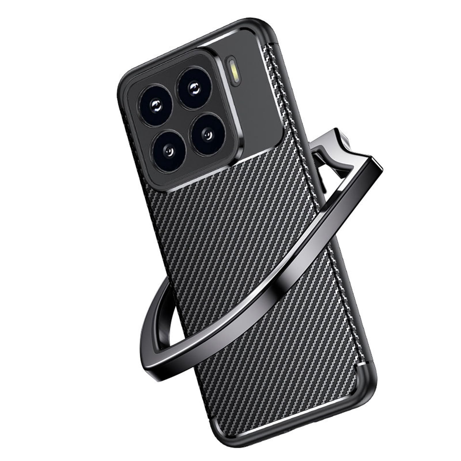 Hülle Für Xiaomi 15 Pro/15, Kohlefaser Texture Handyhülle Kameraschutz Dünne Weiche TPU Silikon Schutzhülle,Schwarz,15