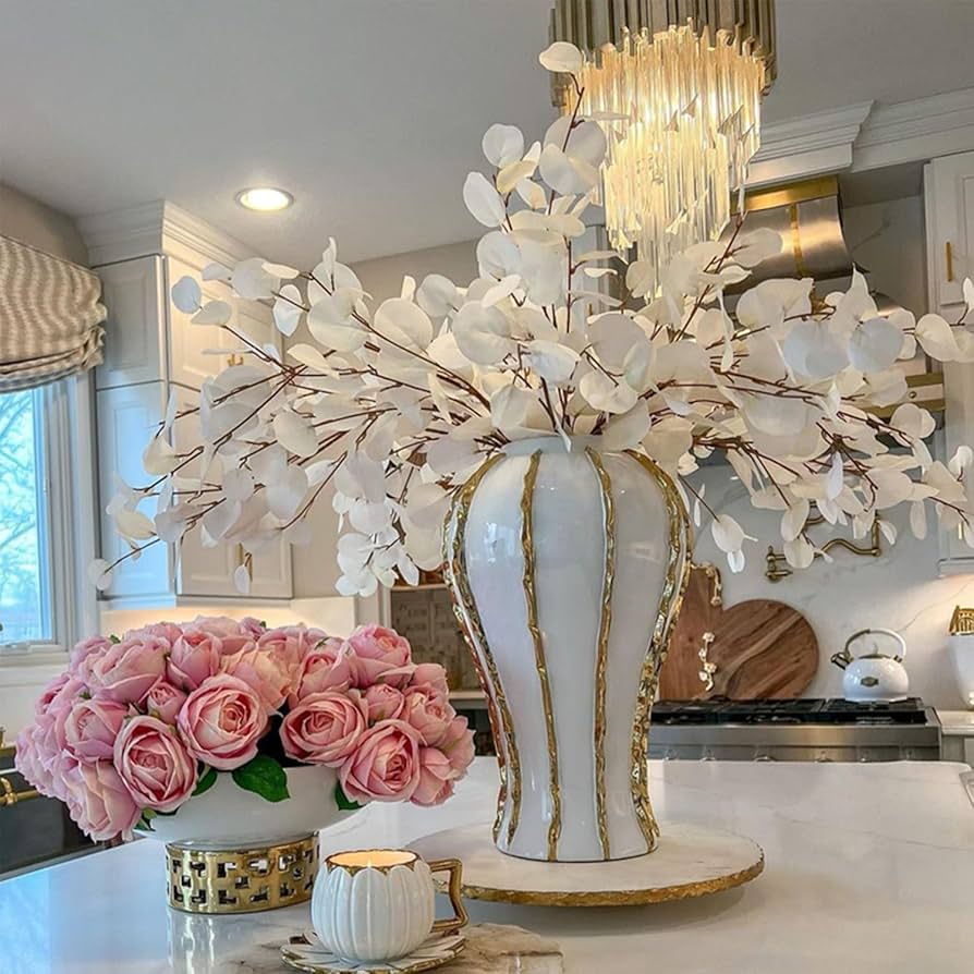 食器 ex Amazon.com: XIJIXILI Ginger Jar 18 inch White and Gold Vase