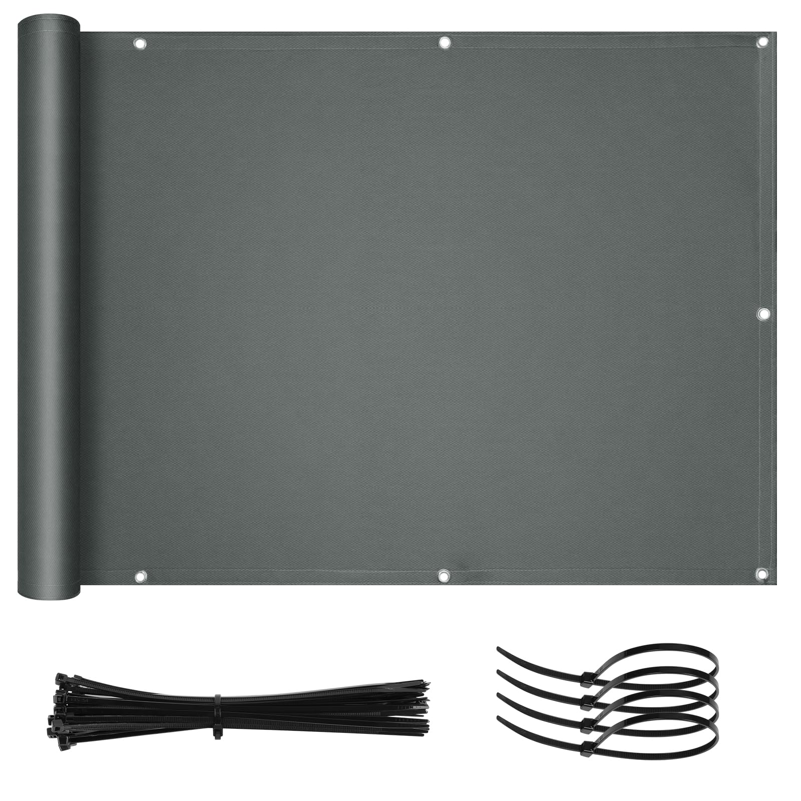 Brise Vue Balcon, 90x600cm Brise Vue Balcon Imperméable, Protection UV, Opaque, Bâche de Balcon Brise avec Trous et Serre, Cache Vue Balcon Protection, pour Terrasse, Jardin, Bal-Con, Patio