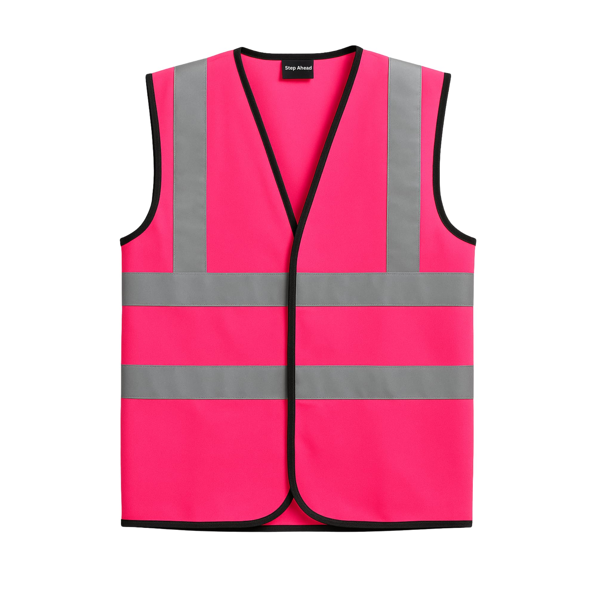 Step Ahead Hi Vis Vest High Visibility Reflective Safety Waistcoat for Men & Women – Durable Lightweight Workwear, EN ISO 20471 Certified, Ideal for Construction & Outdoor Use (Pink - XL)