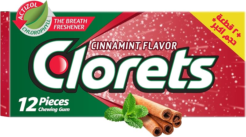 علكة Clorets Cinnamint بنكهة القرفة والنعناع، 12 قطعة