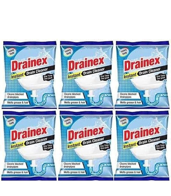 CASTER Drainex Drain Cleaner Powder Removes Blockages in Pipes, Sinks And Septic Tanks (50 Gram) - Pack Of 6
