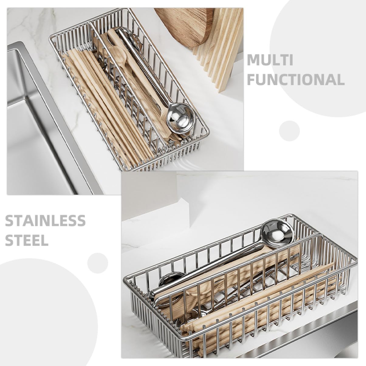 Cabilock 2pièces Panier Égouttoir pour Lave-Vaisselle Acier Inoxydable Panier à Couverts Porte-ustensiles Organisateur pour Ustensiles de Cuisine