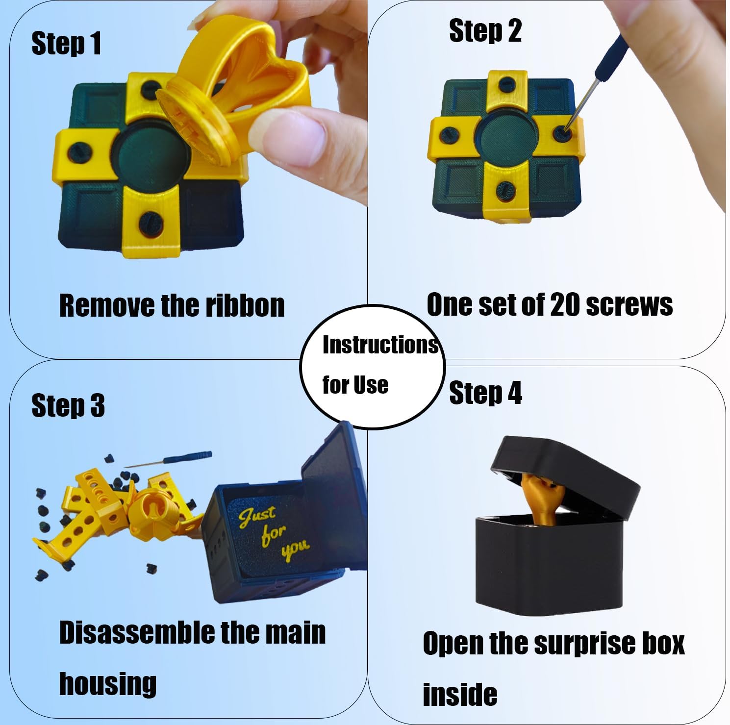 Christmas Stocking Stuffer The Annoying Present，Annoying Gift Box with 3D Printed Screws & Finger Surprise Box， Perfect for Birthdays,Office & Halloween,White Elephant Gifts for Men (Blue)