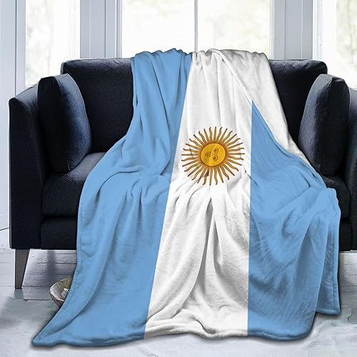 Manta de franela estampada con la bandera de Argentina de 60 x 50 pulgadas, antibolitas, para cama, sofá, sala de estar, dormitorio