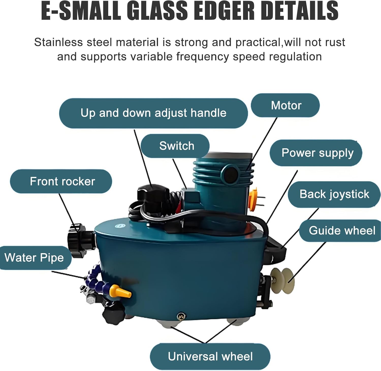 All-in-One Portable Electric Glass Edger, 800W High-Speed Electric Small Glass Grinder For Flat/Round Edges,Diamond Wheels For Glass, Acrylic, Tile, and Marble Projects 6mm