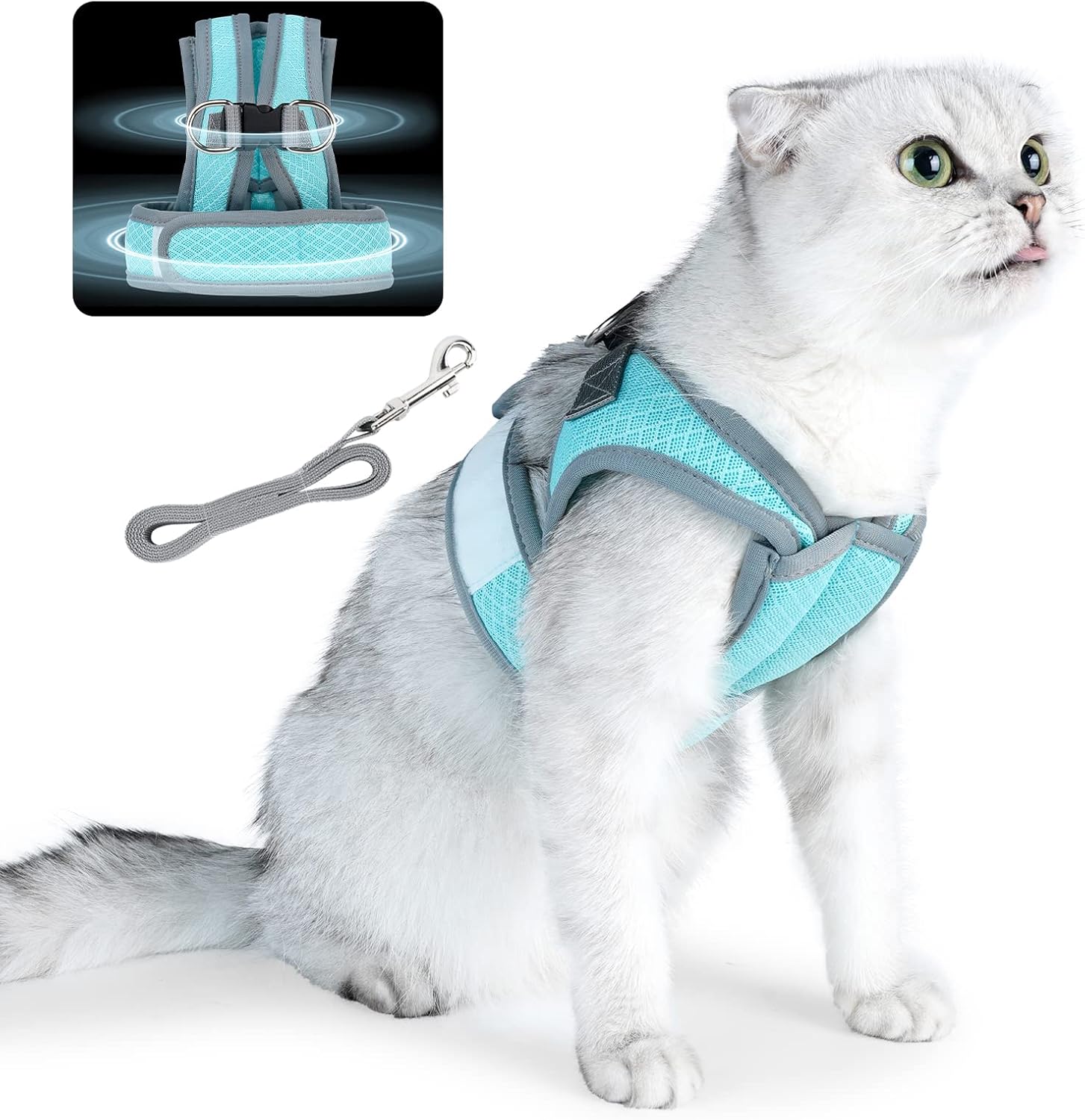Dotoner Cat Harness and Leash Escape Proof Adjustable Vest for Cats Cat Walking Jacket with Air Mesh Harness and Running Cushioning Easy…