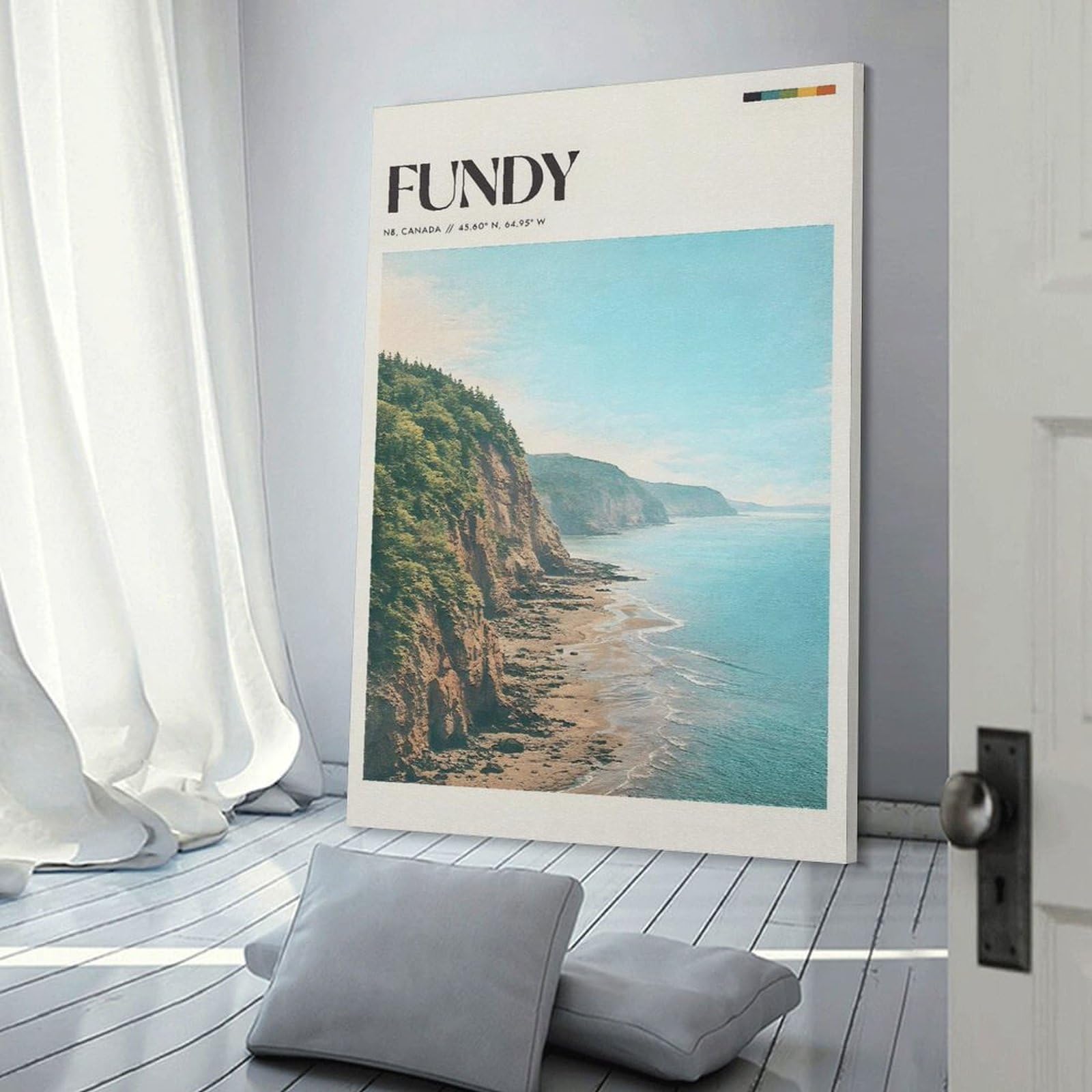 Junmoney Fundy National Park Coastline Canvas Art Print, 16x24inch(40x60cm), for Restful Interiors, Bedrooms Or Small Rooms, A Warm Accent for Relaxed Interiors
