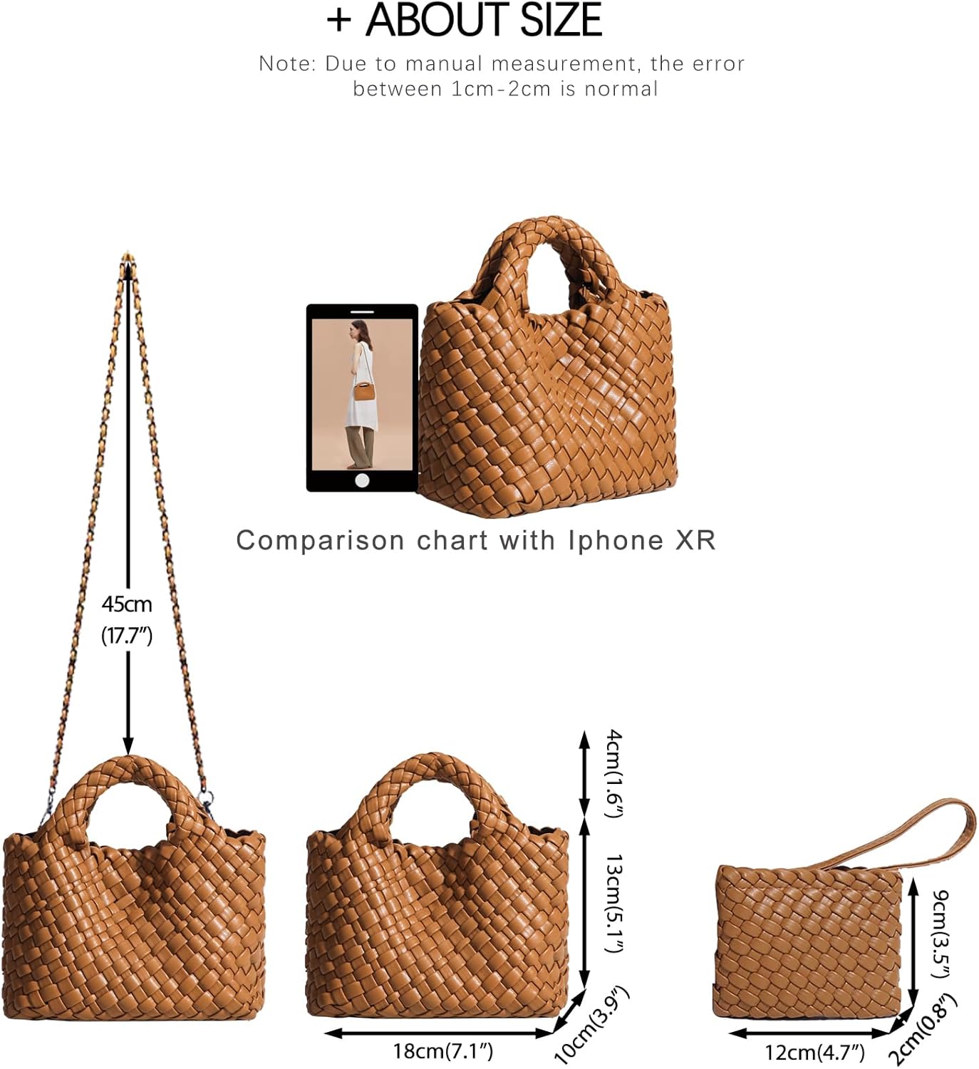 Woven Tote Bag for Women with Coin Purse, Foldable Chain Small Crossbody Handbags, Fashion Shoulder Bag, Hobo Satchel - Image 4