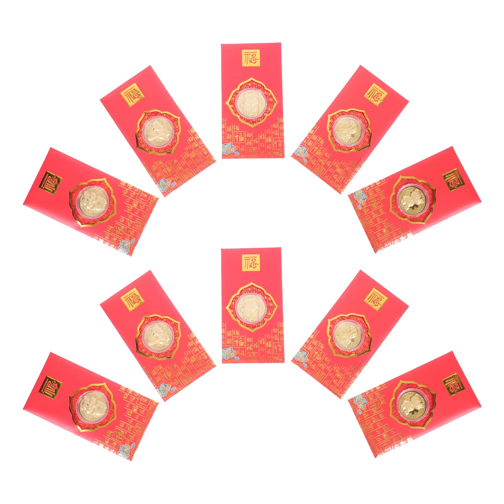 Toyvian 10pcs 2022 Chinese New Year Red Envelopes 2022 Red Packets Zodiac Pattern Lucky Money Hongbao for Spring Festival Lunar New Year Wedding Party Random-image-11