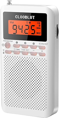 Miniatura 3 de Radio de onda corta FMAMSW transistor de banda alimentado por pilas AA con retroiluminación de tecla, pantalla LCD, reloj despertador digital,