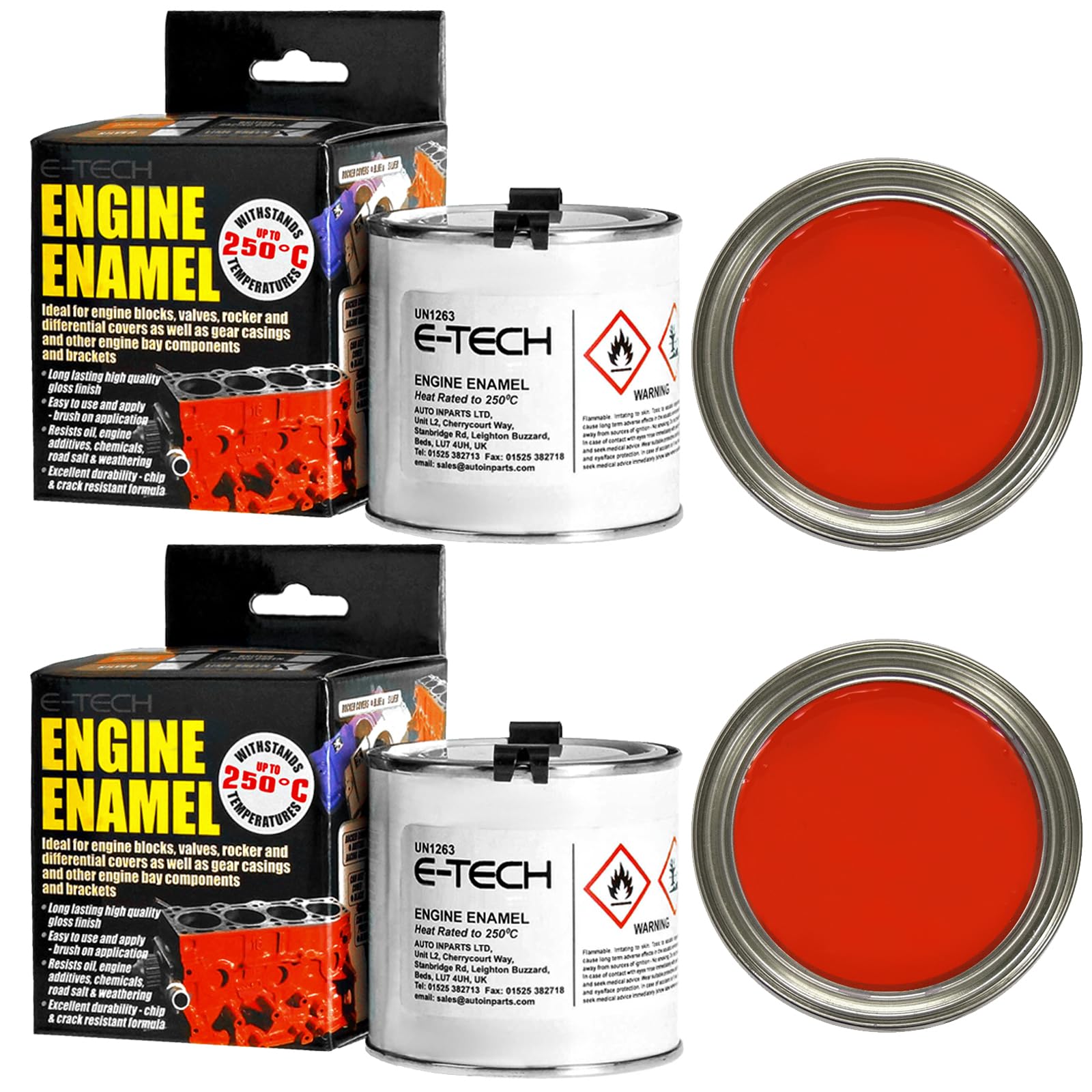 E-Tech Red X - Heat Resistant Engine Enamel Paint 250Ml Brush On High Temp Size 2