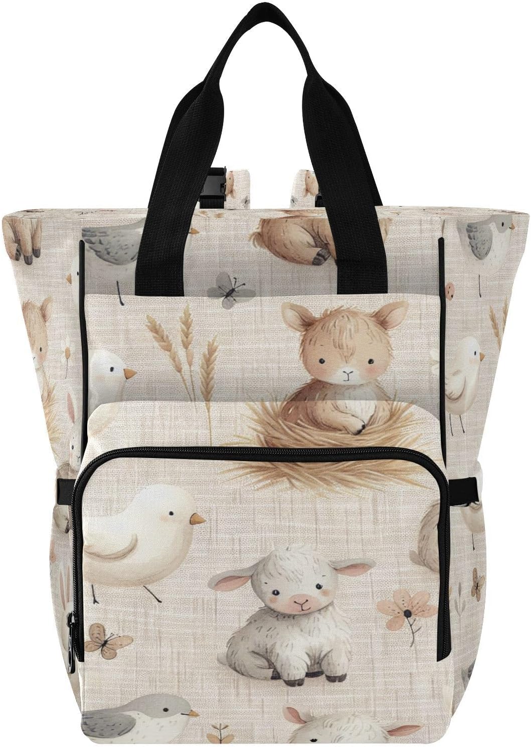 Farm Animals Diaper Bag Backpack, Unisex Travel Baby Backpack Diaper Bags with Stroller Straps & Pacifier Case, Large Capacity Waterproof Diaper Backpack