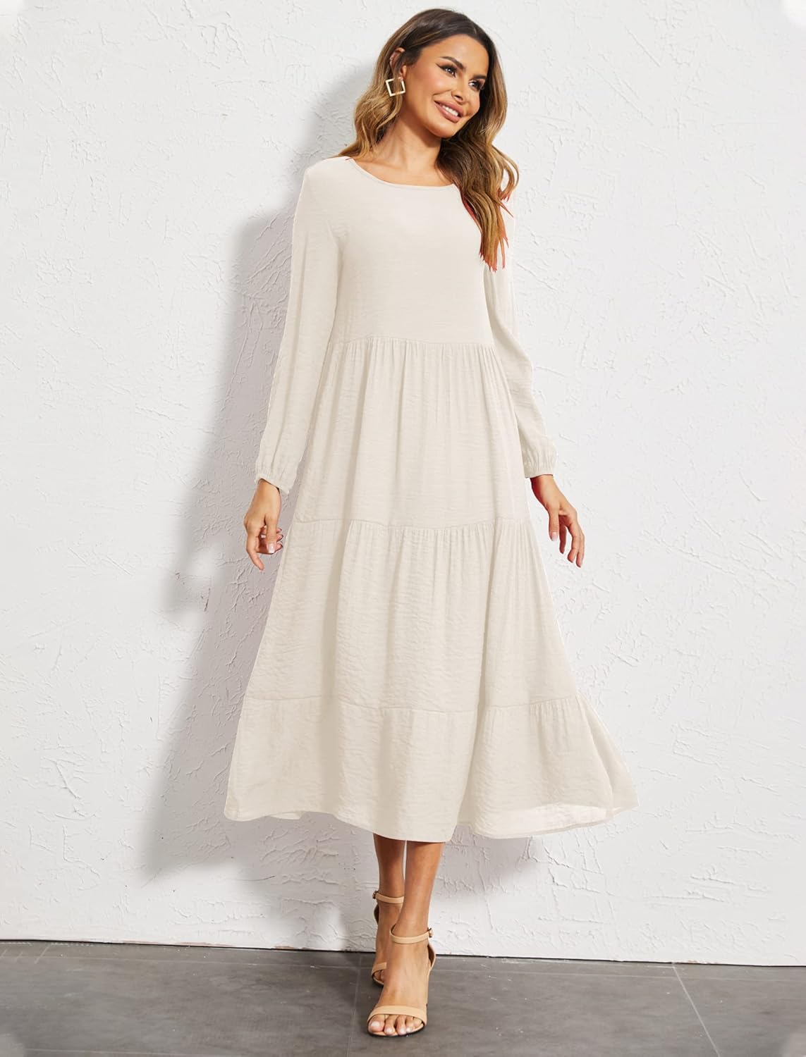 Halife Women's Summer Casual Maxi Dresses Flowy Ruffle Boho Long Dresses with Pockets - Image 2