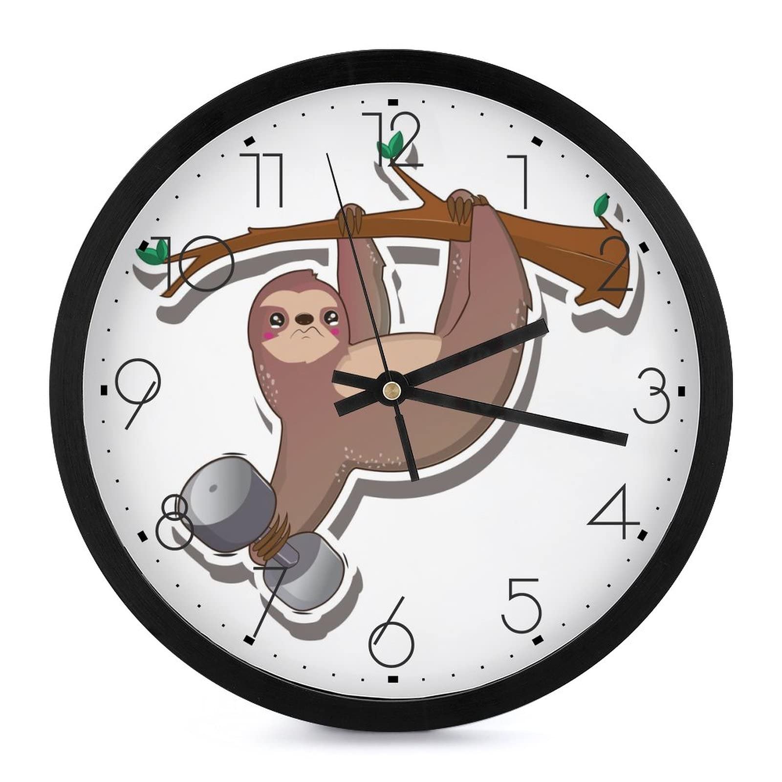 Horloge murale ronde paresseux drôle 25.4cm pour salon et cuisine