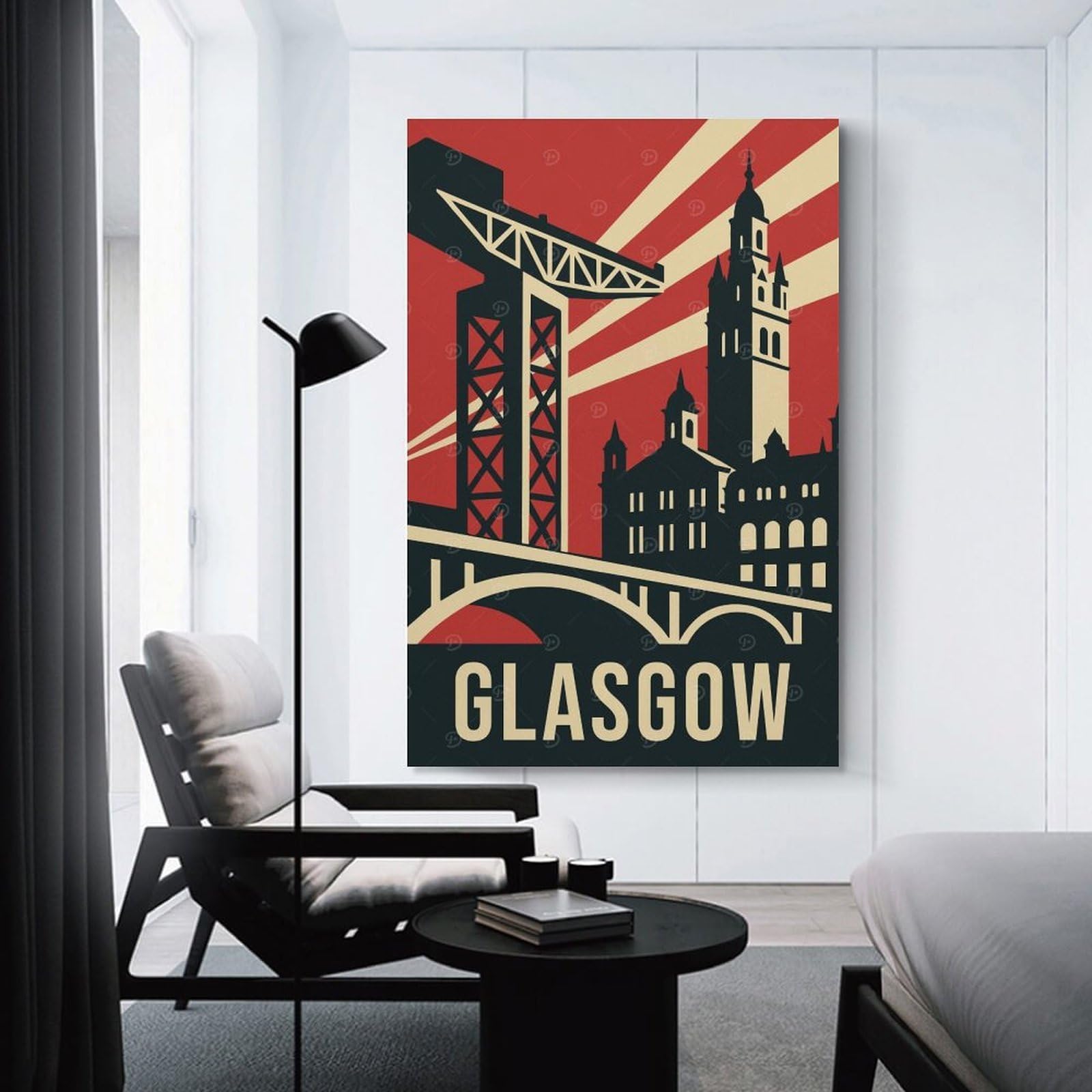 Junmoney Glasgow Vintage Travel Canvas Wall Art, 20x30inch(50x75cm), for Entrance Walls, Hall Decor Or Foyers, Wall Decor to Refresh Empty Corners