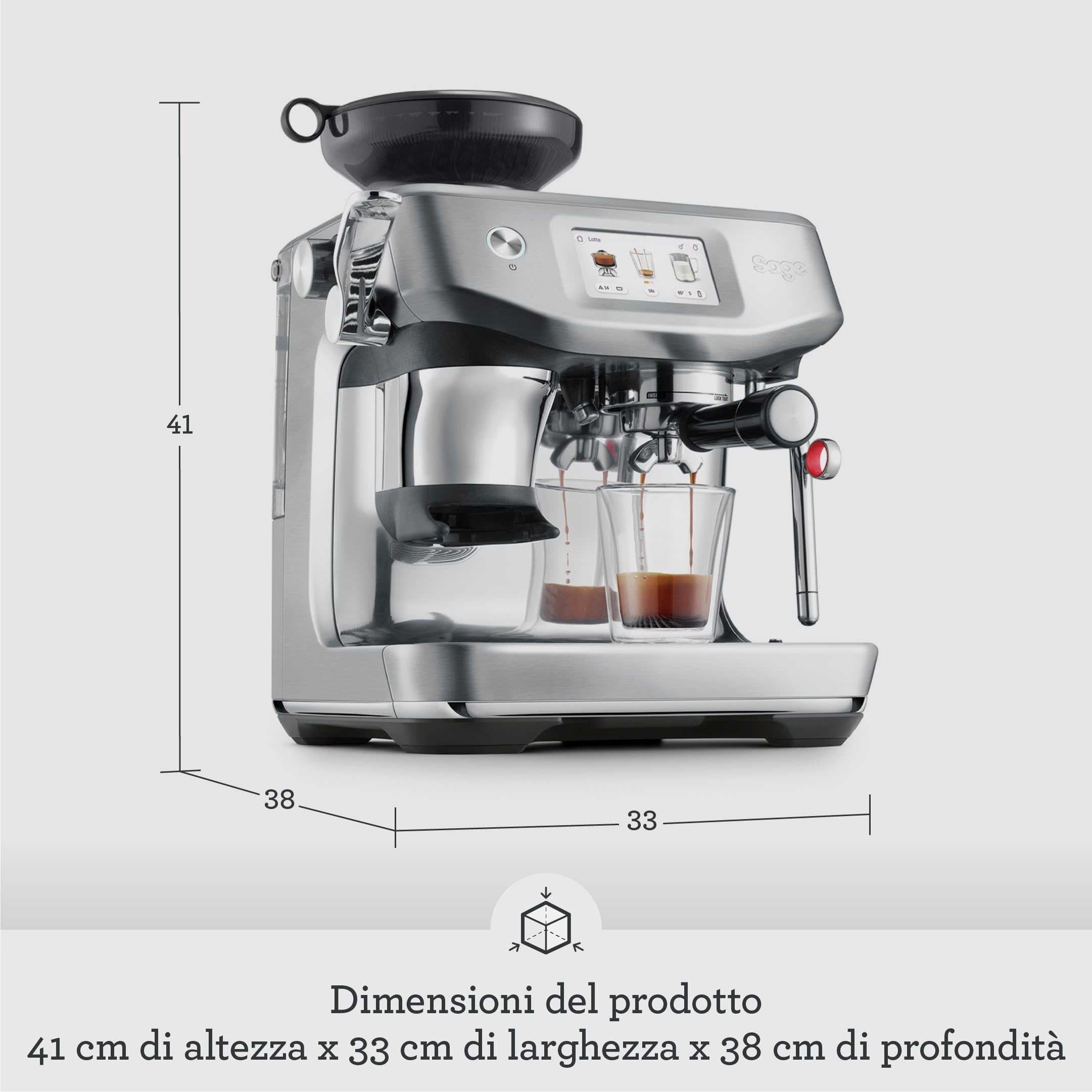 Sage - The Barista Touch Impress - Macchina da Caffè in Grani con Montalatte Automatico & Funzionalità Cold Brew - Acciaio Inox Nero