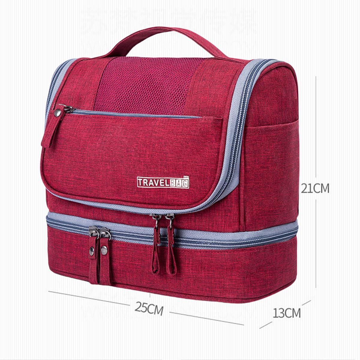 FAVORTALK Hanging Toiletry Bag Red Travel Bag for Toiletries Large Wine Wash Bag Waterproof Cosmetic Organizer for Men Women Zippered Shower Bathroom Bags 9.8x3.9x6.7 Inch - XSB12106 — view 7