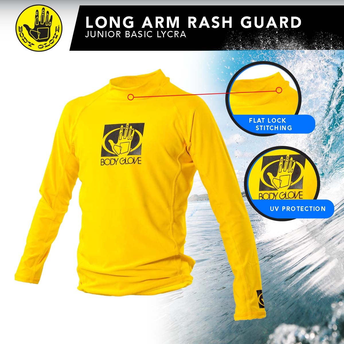 Body Glove Wetsuit Co Junior Basic Fitted Long Arm Rash Guard