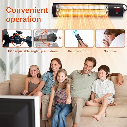 Miniatura 4 de Solary Calentadores infrarrojos eléctricos para exteriores para patio, calentador infrarrojo montado en la pared para restaurante, patio trasero,