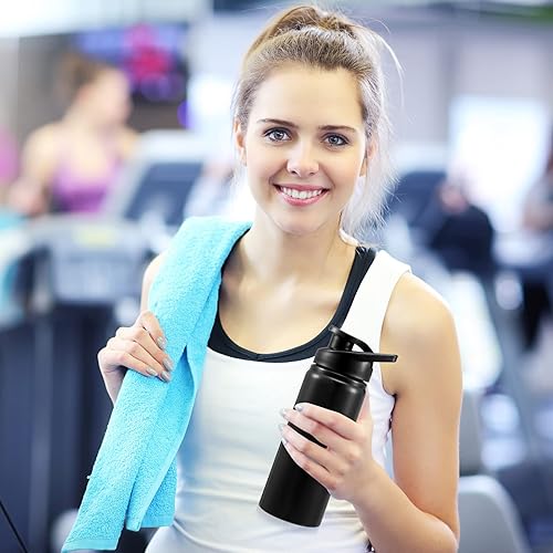 Miniatura 4 de Gandeer 10 botellas de agua de aluminio de 17 onzas reutilizables con tapa a presión para bicicleta, botella de agua de metal, ligera, portátil, a