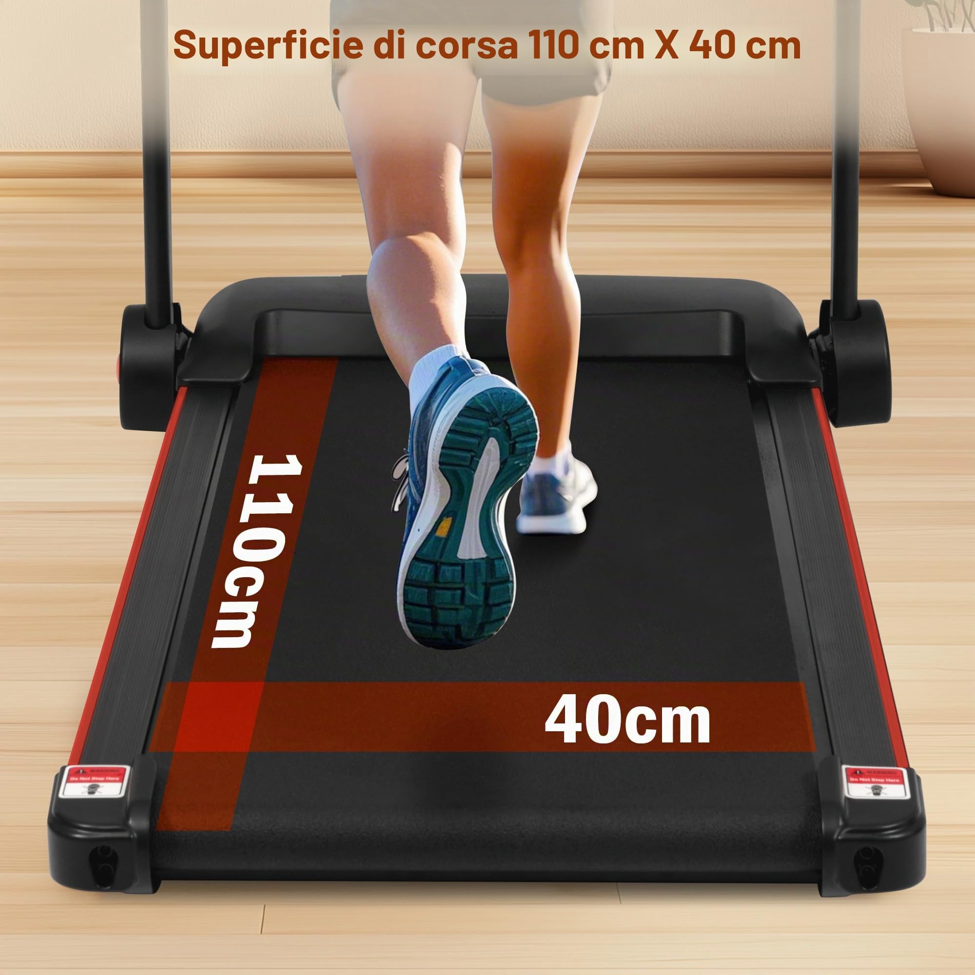 Tapis roulant casa pieghevole con pendenza 8% - Silenzioso Treadmill fino a 14 km/h, motore 3.0 HP, grande battistrada, display LED e Bluetooth, carico massimo 120 kg