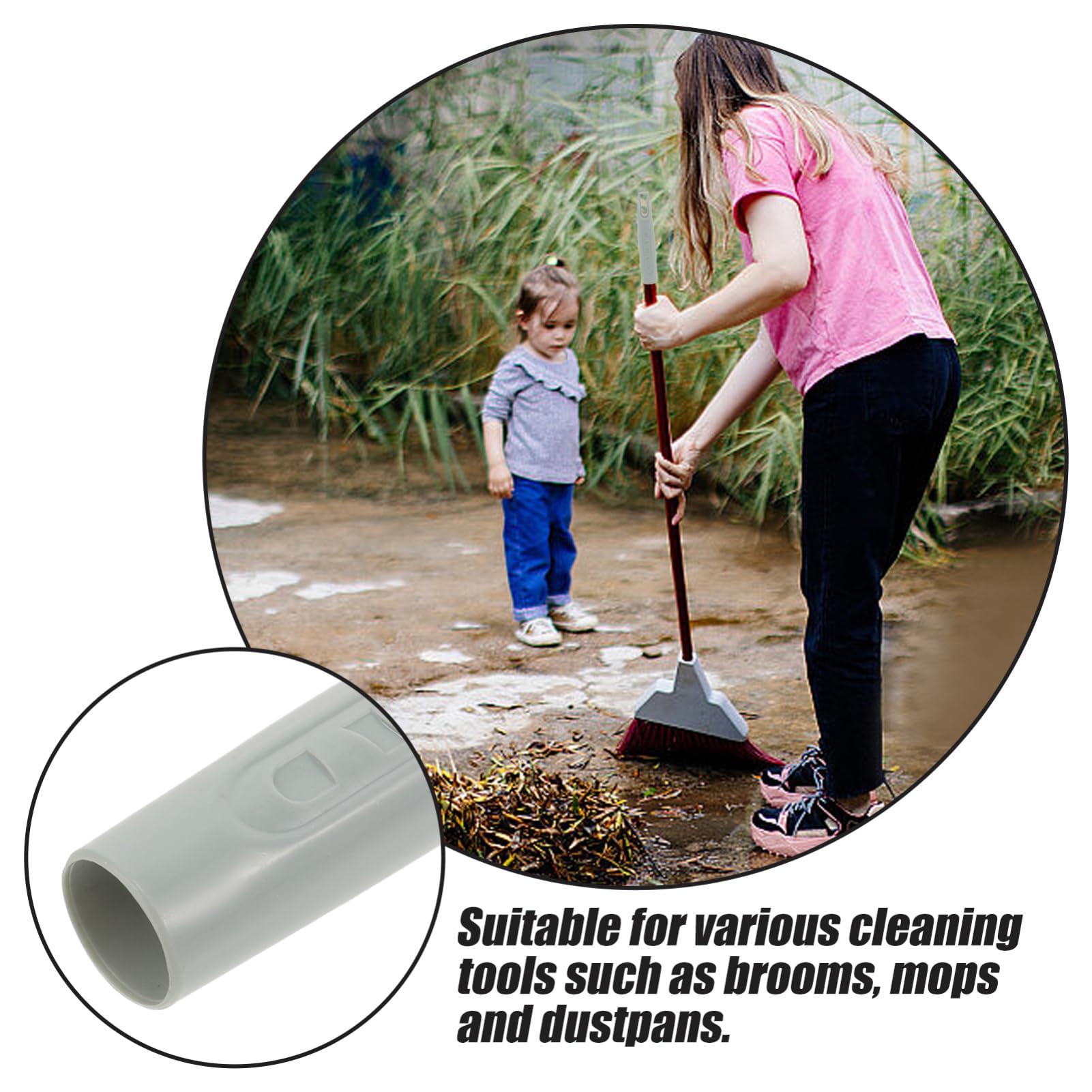 FOMIYES 3 Sets Plastic Broom Handle Grip Replacement for Indoor Broom and Dustpan Set