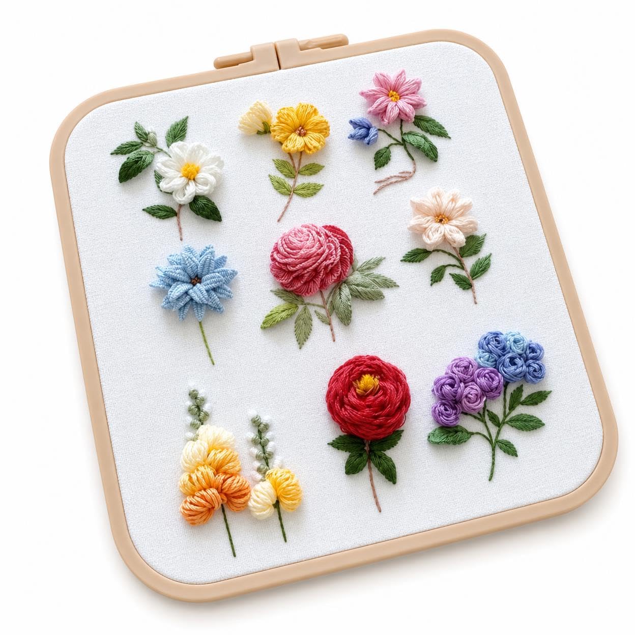Yunmeryker Kit Broderie Débutant Complet, Activité Manuelle Adulte DIY, Motif Effaçable & Tutoriel Vidéo, Avec bien Sans Tambour, Kit de broderie DIY (avec cerceau à broder)