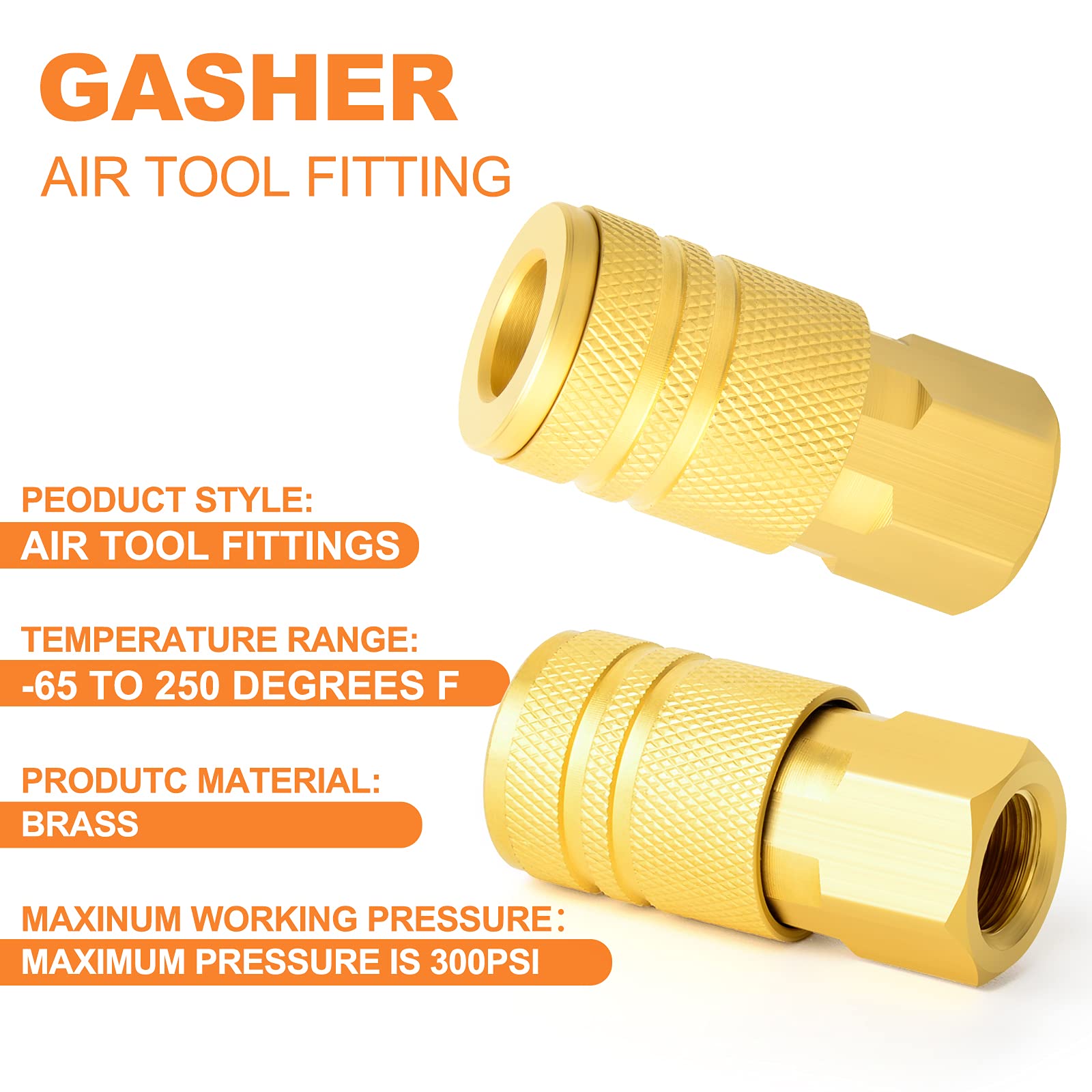 Gasher - Accoppiatore industriale femmina in ottone da 1/4", filettatura femmina NPT 1/4", attacco rapido ad aria, JQ-014, Auto, 12 pezzi., 12 PCS 1/4“