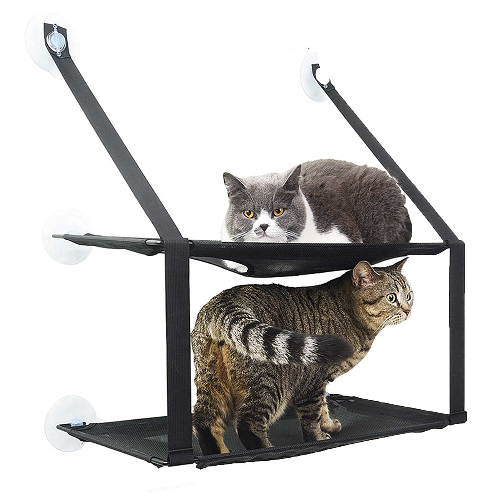 Aaronlston A Aronlston Cat Window Perch Cat Hammock,2 Tier Cat Bed Cat Resting Seat Hammock Shelves, Heavy-Duty Knob Suction Cups,25Kg|/55Lbs Load(Color:a)