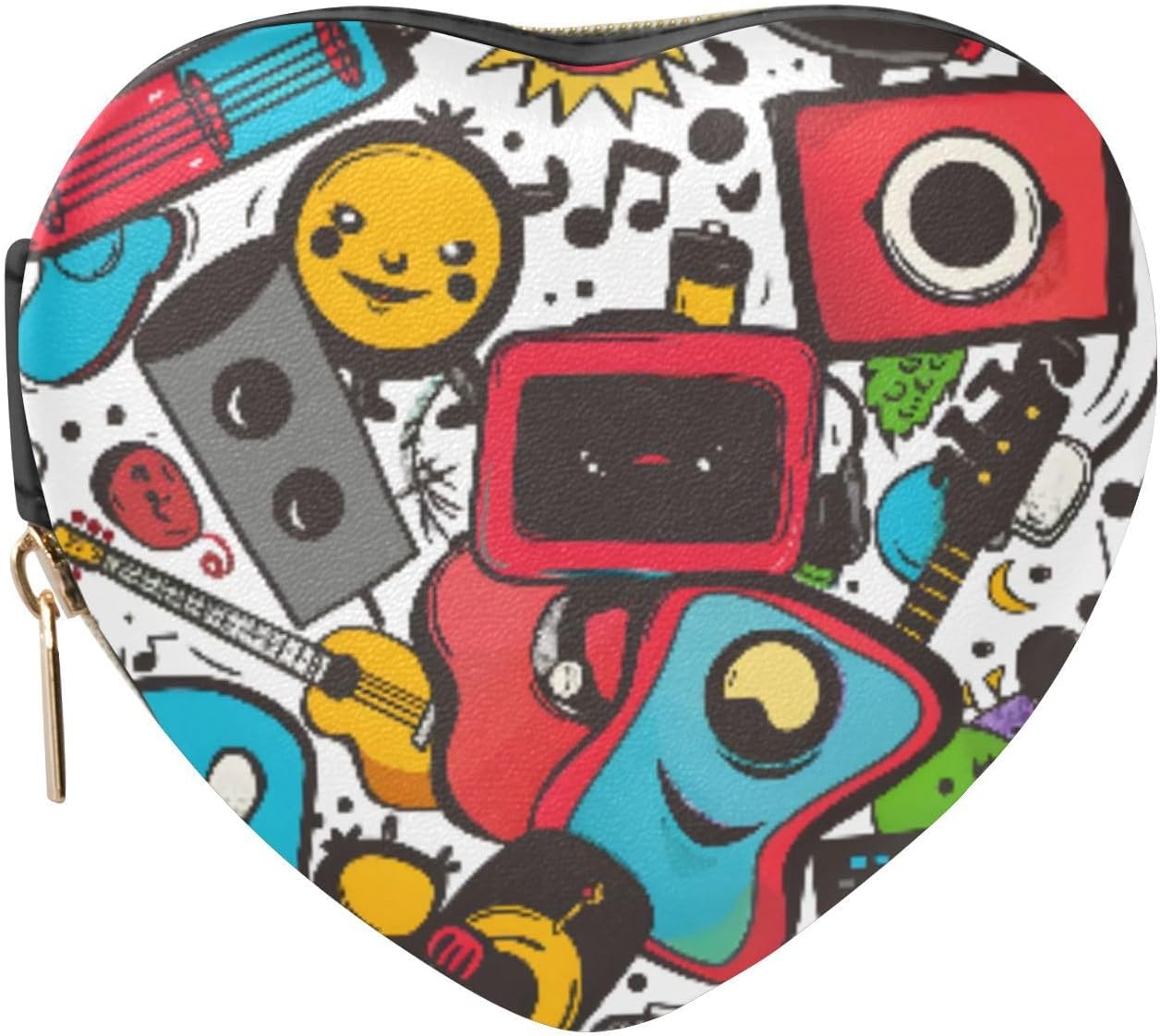 Music Musical Instrument Cartoon Small Travel Jewelry Box Portable Organizer Storage for Necklace Earrings Rings Bracelets Jewelry Boxes Holder for Women Girls, Black