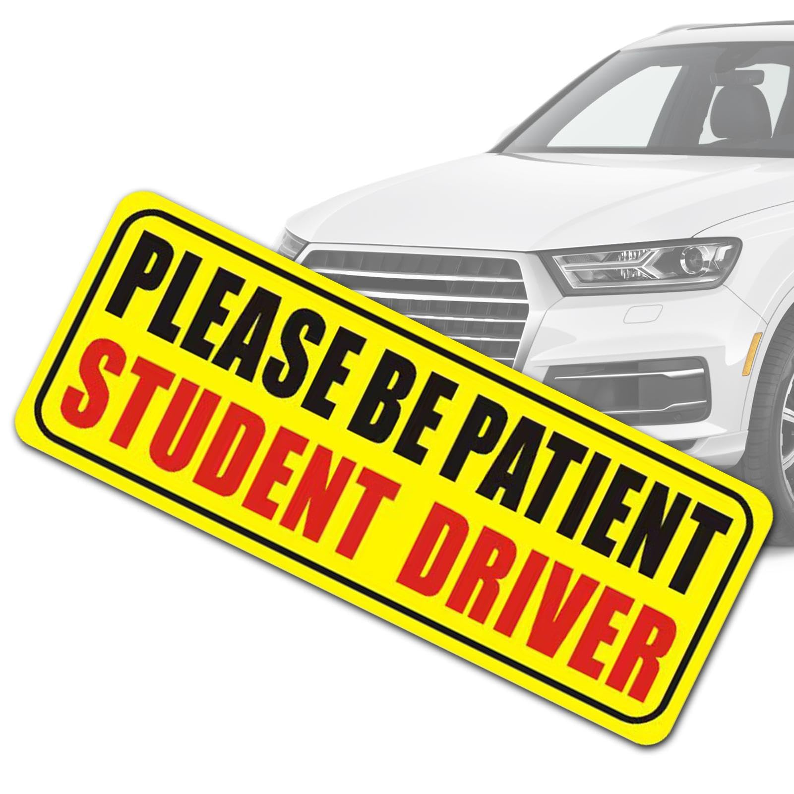 Magnete per auto con scritta in lingua inglese "Student Driver", adesivo riflettente per conducenti principianti con scritta "Please Be Patient Student Driver", per esterni rimovibili, 22,9