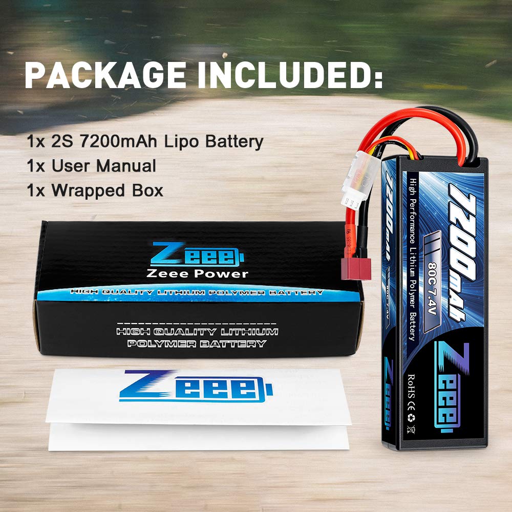 Zeee 2S Lipo RC Akumulator 7.4V 80C 7200mAh Hardcase z wtyczką Deans T do RC Car RC Truck RC Car Boat Truck Truggy RC Hobby