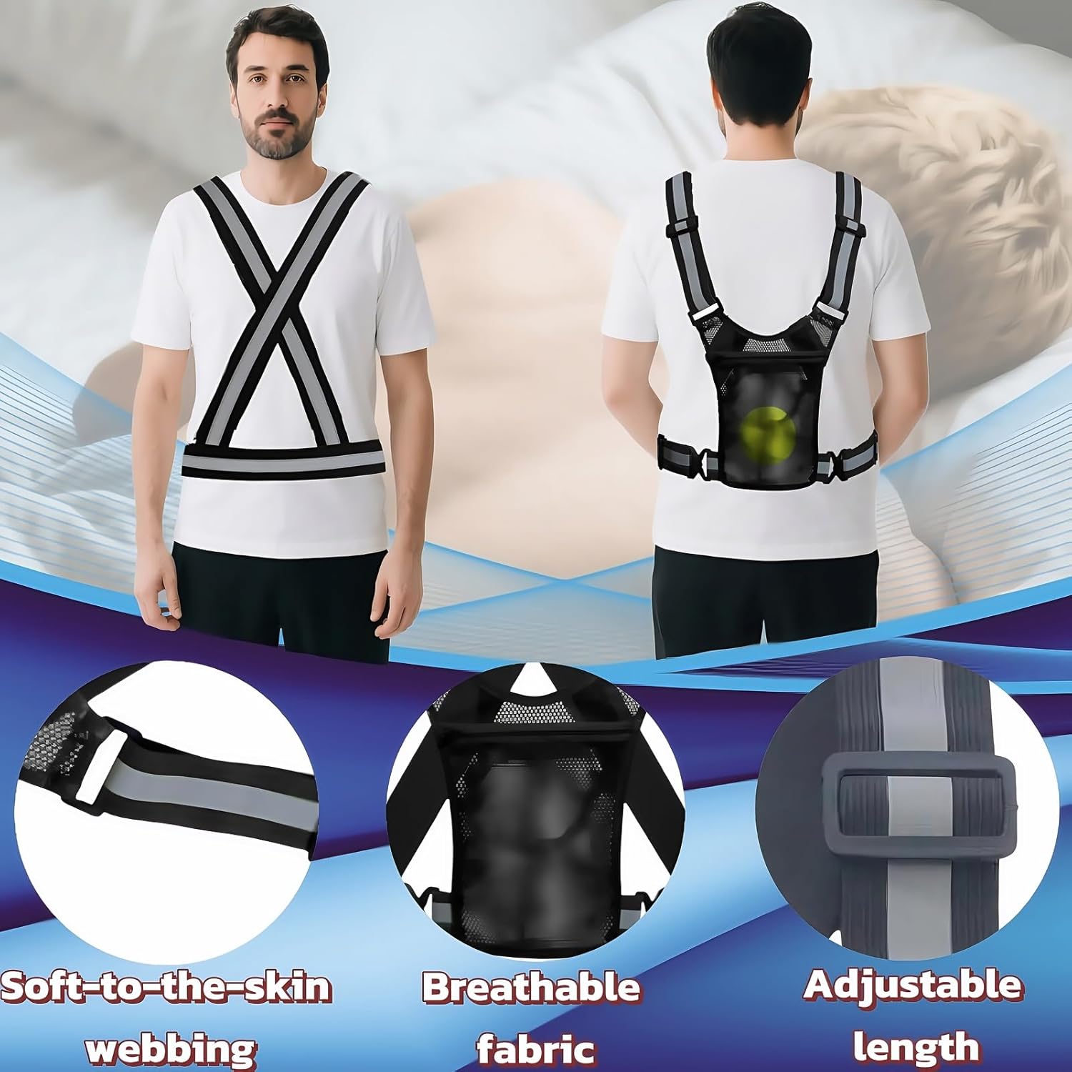 Sleep Position Trainer, Positional Sleep Apnea Device with Adjustable Vest & Ball - Prevent Back Sleeping Device, Slumber Bump Trainer for Positional Therapy for Sleep Apnea Snore Reducing Aids - Image 2