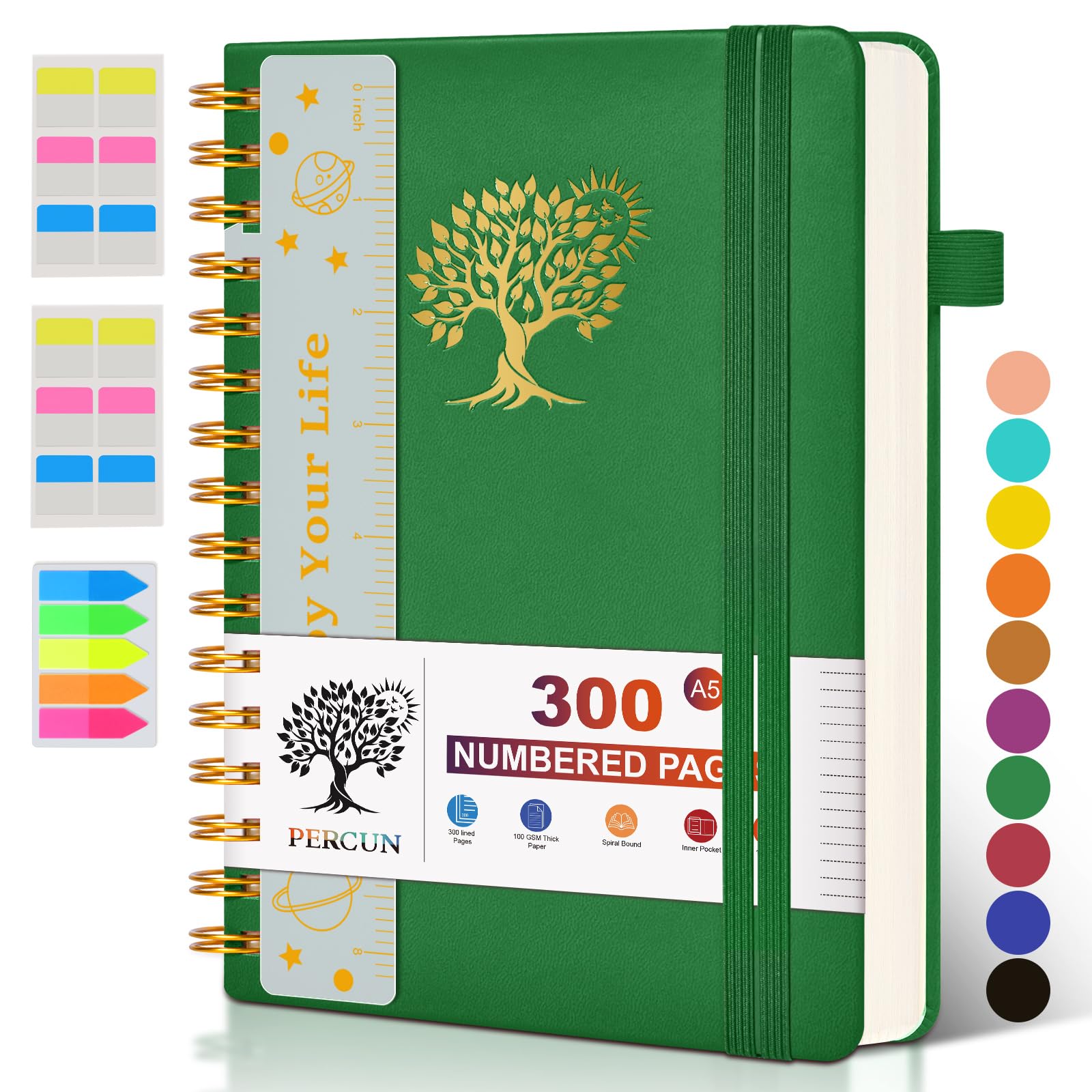 Amanple - Cuaderno En Espiral, Diario Con Rayas Universitarias, 8.5 X