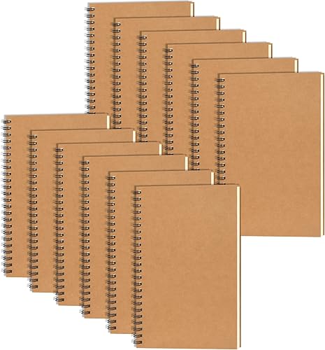 EOOUT Paquete de 12 cuadernos en espiral A5 en blanco, cuadernos de bocetos, diarios sin forro de 5.5 x 8.3 pulgadas, 50 hojas de 100 páginas,