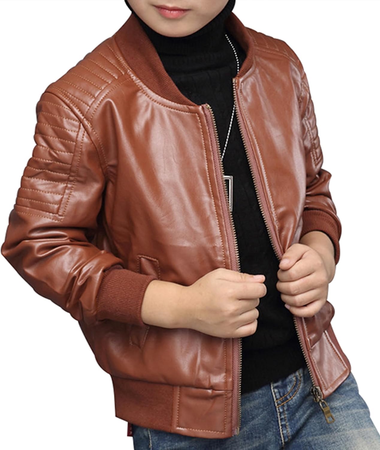 TLAENSON Boys Leather Jackets For Toddler Kids Faux Motorcycle PU Leather Coats Aged 2-12 yrs - Image 3