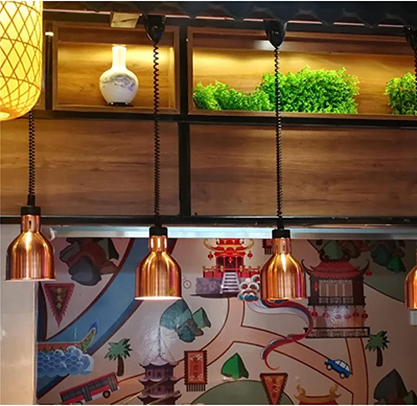 Lampe d'isolation alimentaire Chauffe-plats commerciaux, 170 mm, buffet électrique avec ampoule, équipement de cuisine de restaurant de service alimentaire Équipement de réchauffement de lampe d'isola