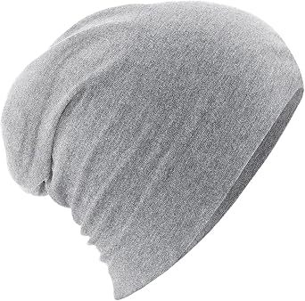 Beechfield Hemsedal Cotton Slouch Beanie - Light Casual Stretch hat Men/Women - Heather Grey