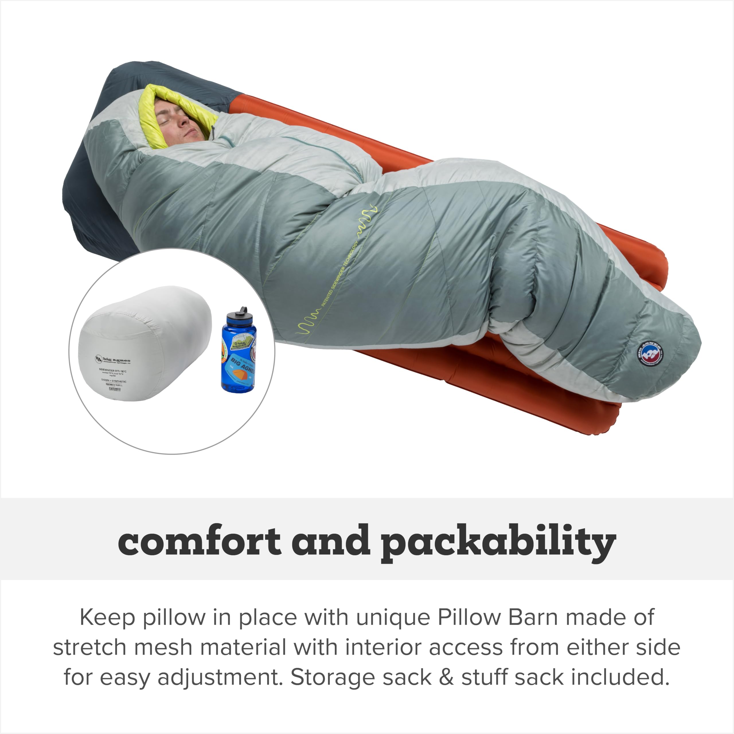 Big Agnes Sidewinder - Seitenschläferschlafsack, 650 DownTek, leicht