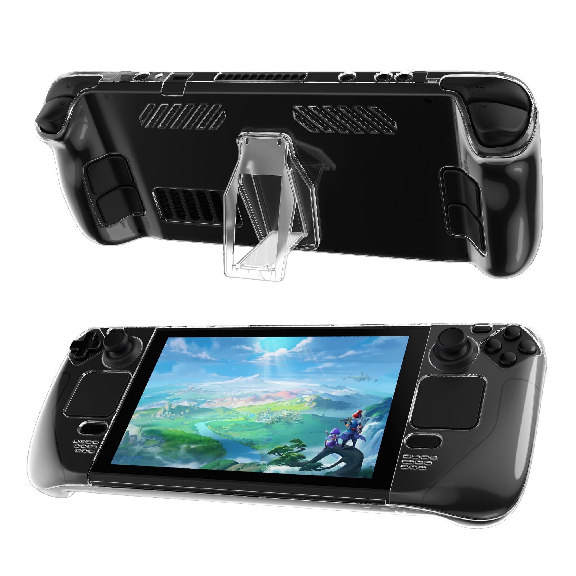 kwmobile Hülle für Valve Steam Deck Cover - Schutz Case mit Ständer - Stoßfeste Schutzhülle für Handheld Konsole - Gaming Zubehör Transparent