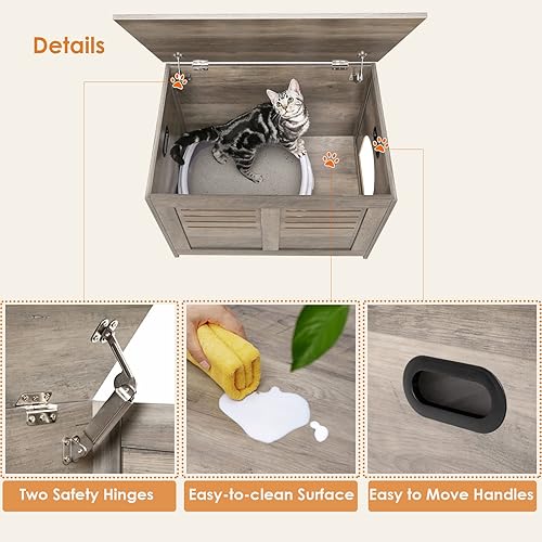 Miniatura 8 de DINZI LVJ Muebles de caja de arena, baño oculto para gatos con ventana con rejilla, la entrada puede estar en el lado izquierdoderecho, mesa