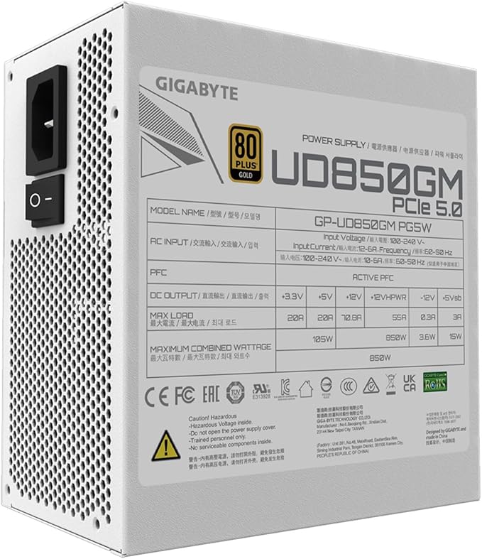 Fuente Gigabyte 850W 80 Plus Gold Modular ATX3.0 miniatura 3