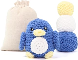 Pudgy The Penguin Crochet Kit - Crochet Animals Kit - Amigurumi Kit - Animal Crochet - Crochet Starter Kit (Includes Follow Along Videos)
