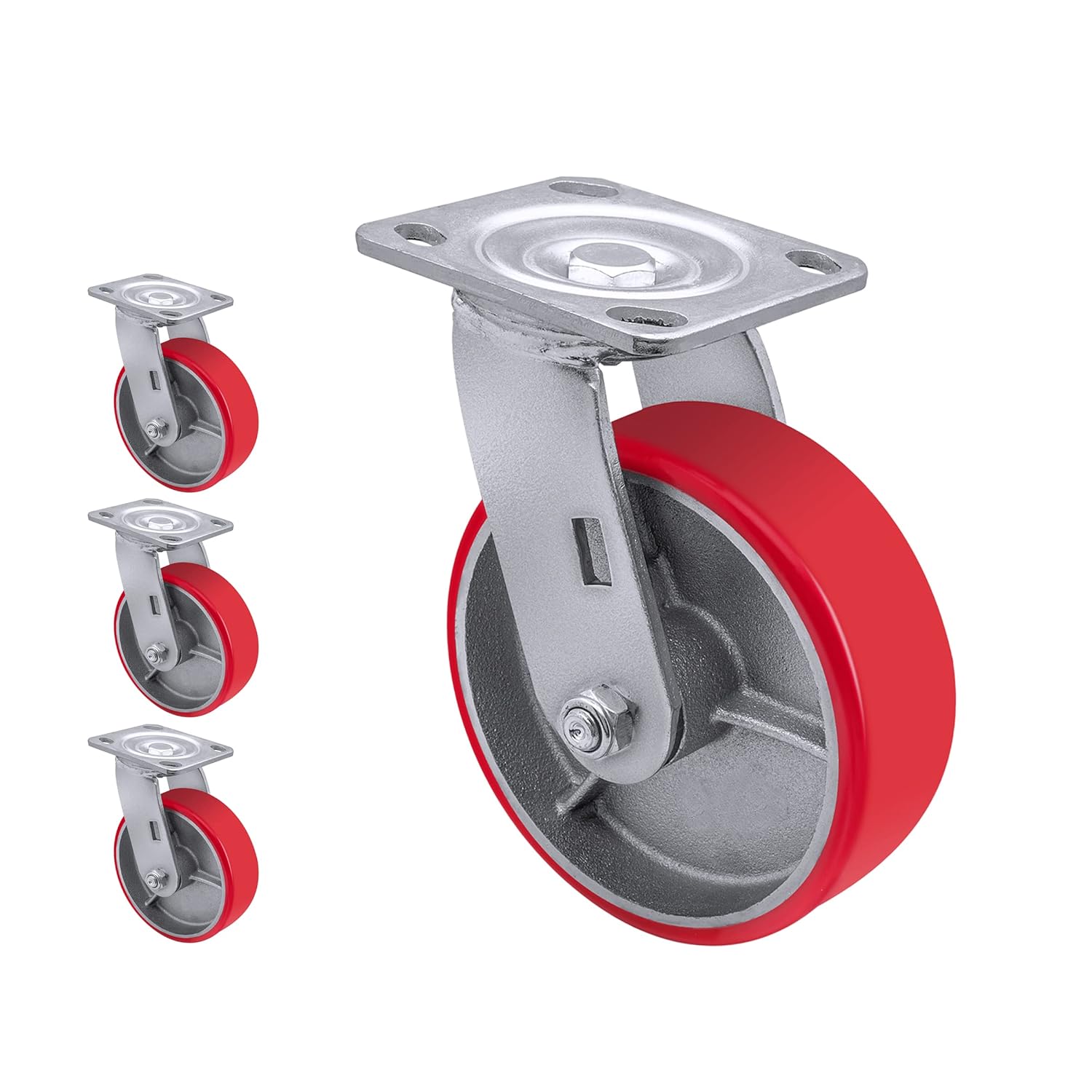 5X 2Heavy Duty Casters Wheels-Industrial Casters Polyurethane Caster with Strong Load-bearing Capacity 4000LB,heavy duty casters set of 4,Widely Used in Furniture,WorkBrench,Tool Box(4SWIVEL)
